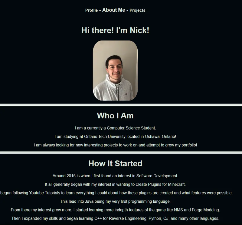 Portfolio v1 Screenshot 2